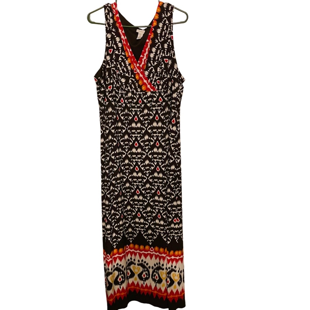 Chico's Brown and Red Geometric Maxi Dress